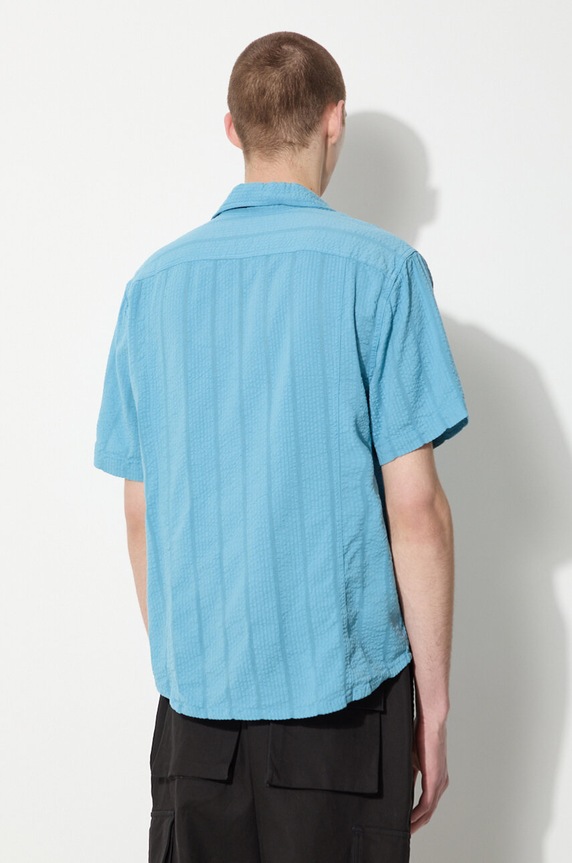 Clothing Corridor shirt Striped Seersucker SS0014 blue