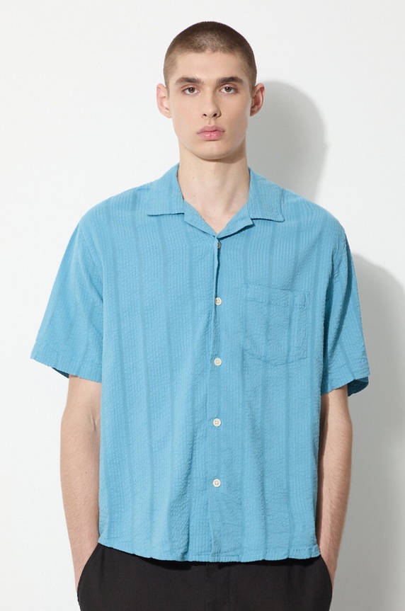 Corridor shirt Striped Seersucker blue SS0014