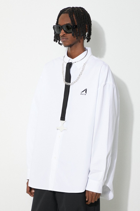 Памучна риза 1017 ALYX 9SM Oversized Logo Poplin Shirt бял AAMSH0234FA01