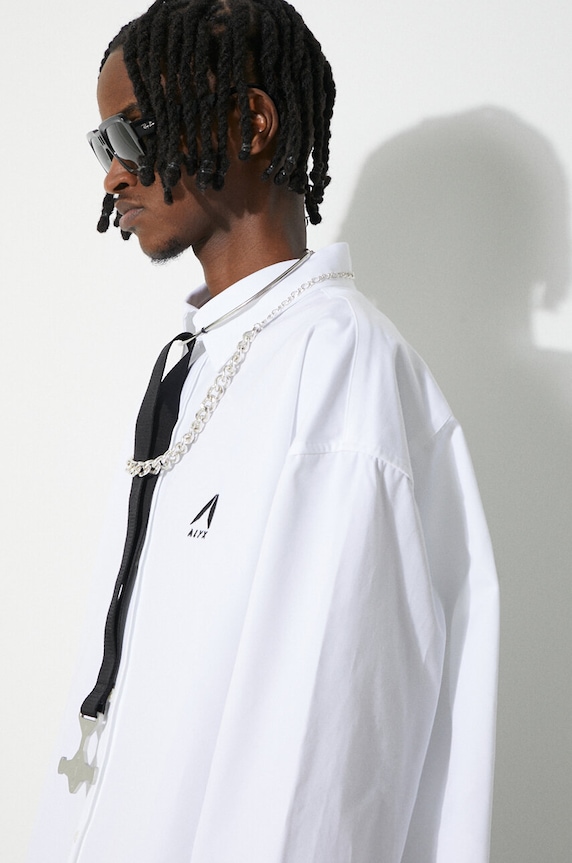 Памучна риза 1017 ALYX 9SM Oversized Logo Poplin Shirt AAMSH0234FA01 бял