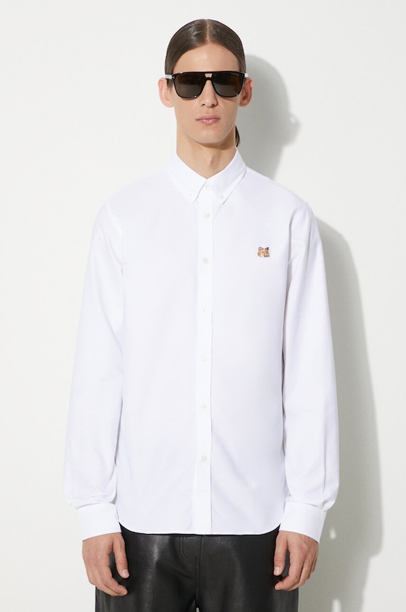 Bavlněná košile Maison Kitsuné Mini Fox Head Classic Bd Shirt regular bílá MM00413WC2010