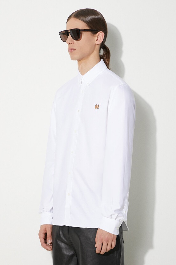 Bavlněná košile Maison Kitsuné Mini Fox Head Classic Bd Shirt bílá MM00413WC2010