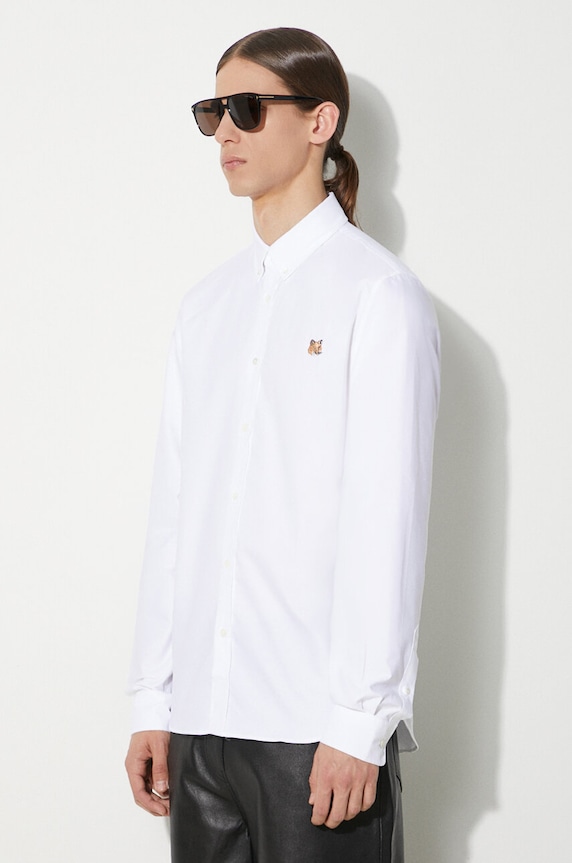 Bavlněná košile Maison Kitsuné Mini Fox Head Classic Bd Shirt bílá MM00413WC2010