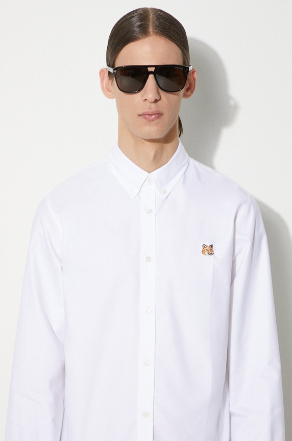 Bavlněná košile Maison Kitsuné Mini Fox Head Classic Bd Shirt MM00413WC2010 bílá