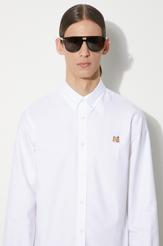 Bavlněná košile Maison Kitsuné Mini Fox Head Classic Bd Shirt MM00413WC2010 bílá