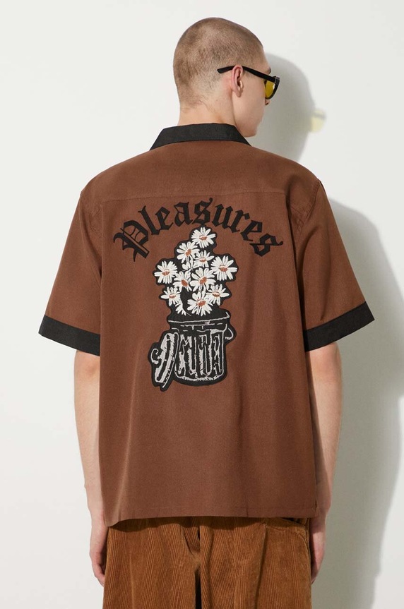 Clothing PLEASURES shirt Daisy Bowling Button Down P24SU001.BROWN brown