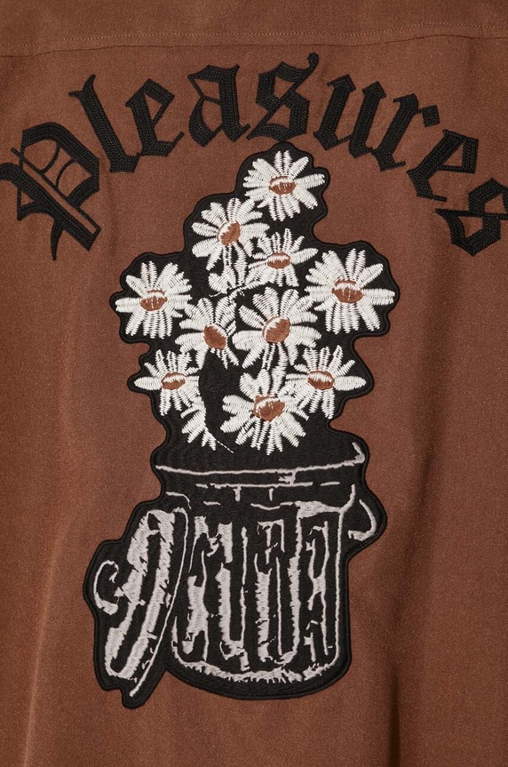 PLEASURES shirt Daisy Bowling Button Down P24SU001.BROWN
