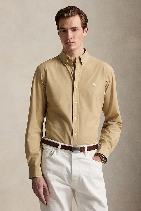 Polo Ralph Lauren cămașă pentru bărbați cu bumbac verde 710929349