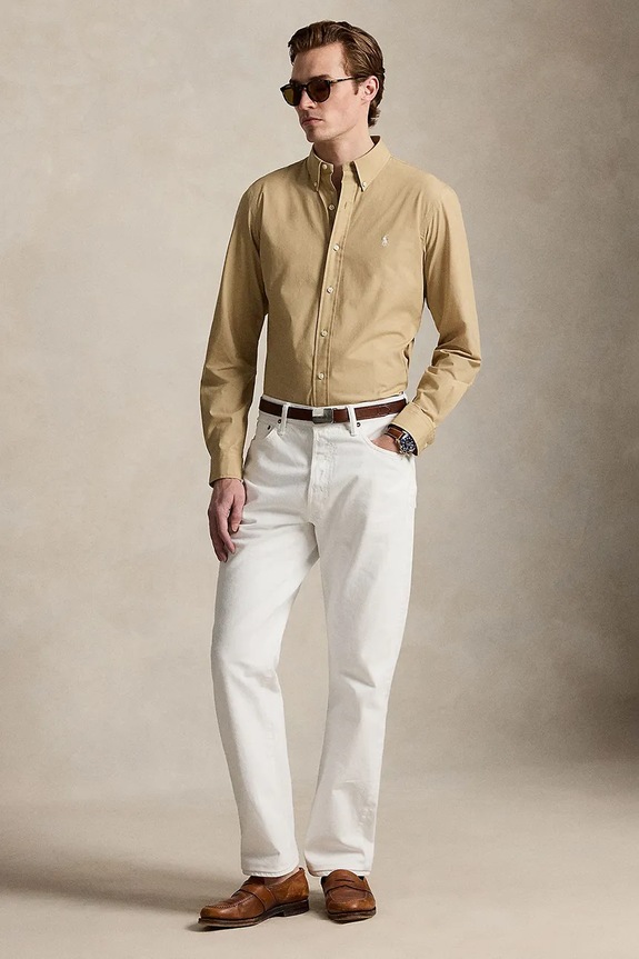 Îmbrăcăminte Polo Ralph Lauren cămașă pentru bărbați cu bumbac 710929349 verde