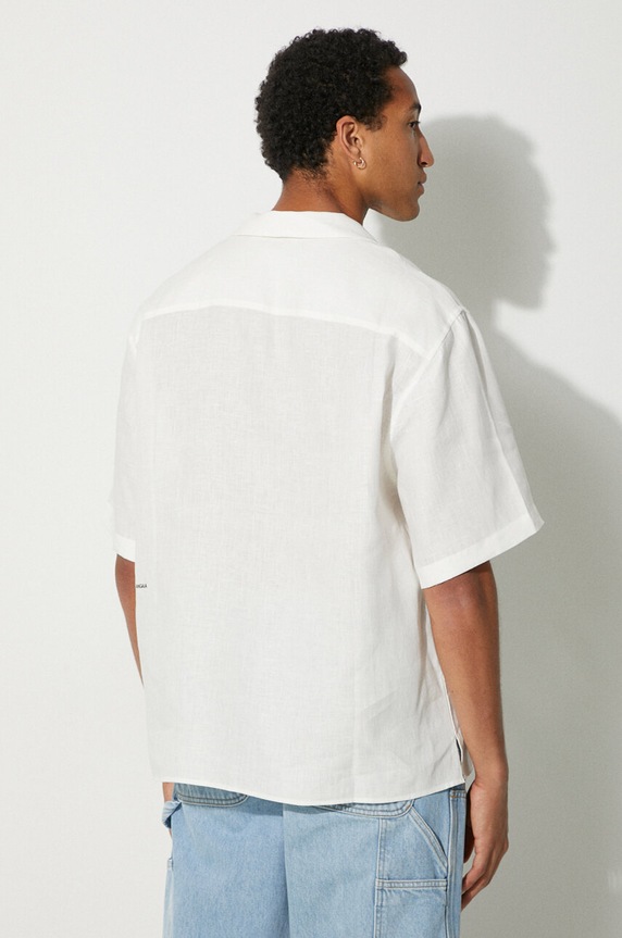 Lněná košile Pangaia DNA Linen Camp Collar Shirt bílá 10002046