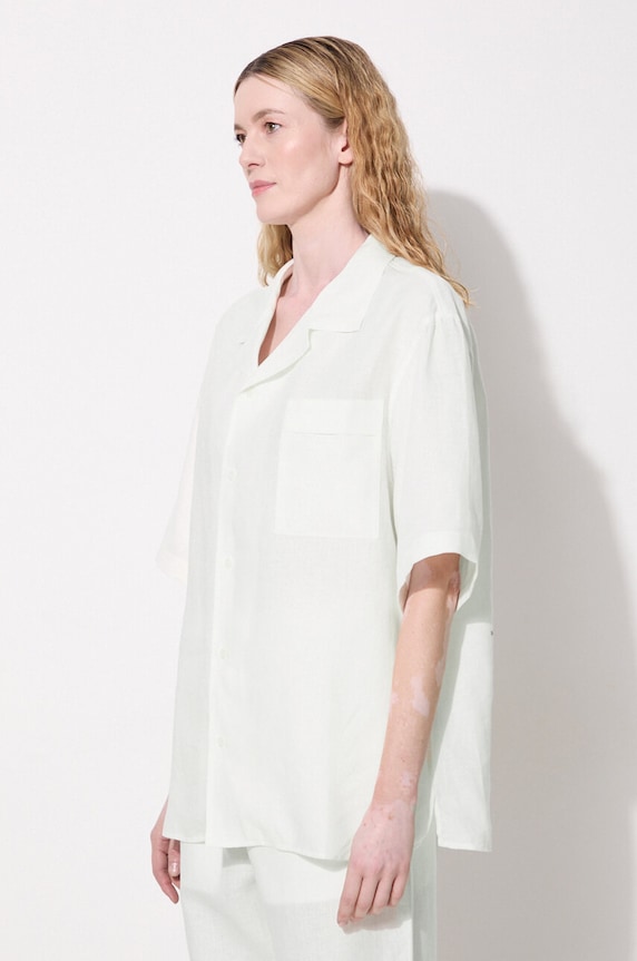 Lněná košile Pangaia DNA Linen Camp Collar Shirt 10002046