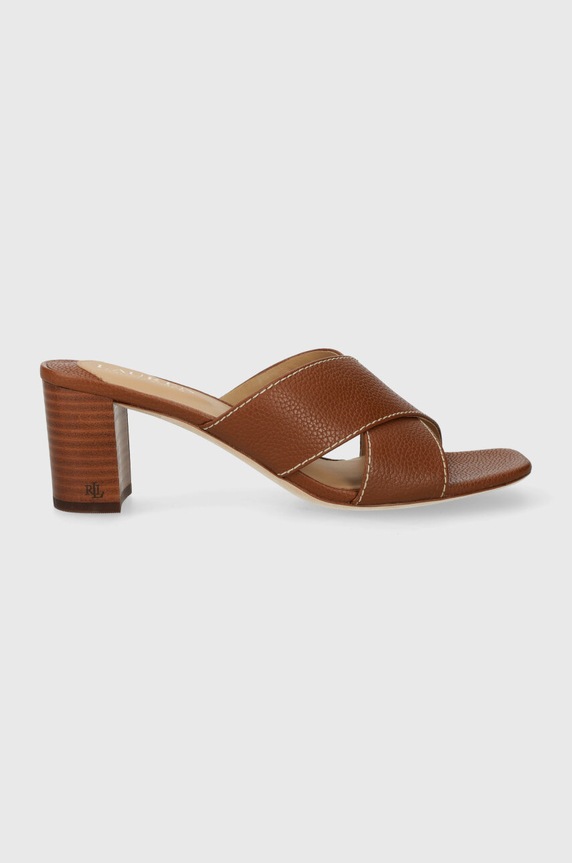 Kožené šľapky Lauren Ralph Lauren Freddi usňová koža hnedá 802925266003.270