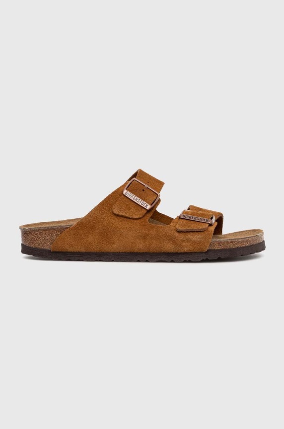 Birkenstock papucs velúrból Arizona velúr bőr barna 1027162