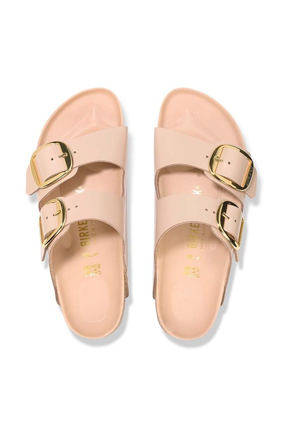 Birkenstock papuci din piele Arizona Big Buckle 1026553 bej