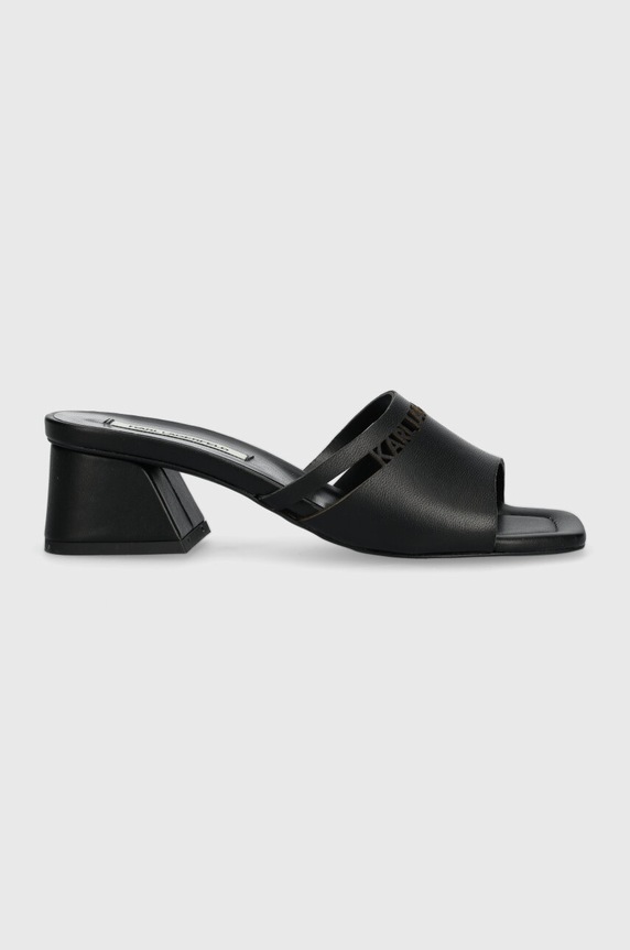 Usnjeni natikači Karl Lagerfeld PLAZA Zrnato usnje črna KL32405.000