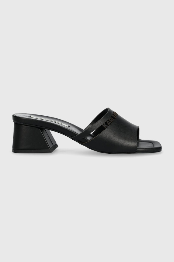 Usnjeni natikači Karl Lagerfeld PLAZA Zrnato usnje črna KL32405.000