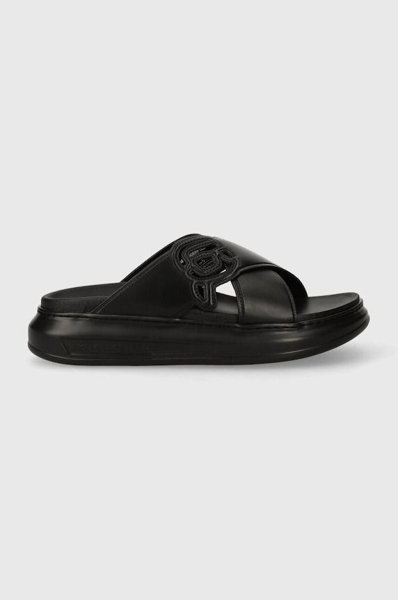 Kožne natikače Karl Lagerfeld KAPRI NFT KL62504.000 crna SS25