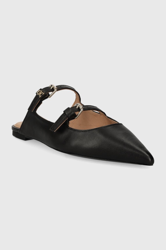 Tommy Hilfiger klapki skórzane TH POINTY LEATHER MULE FW0FW07722 czarny SS24