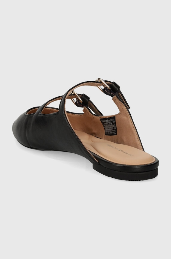 Obuwie Tommy Hilfiger klapki skórzane TH POINTY LEATHER MULE FW0FW07722 czarny
