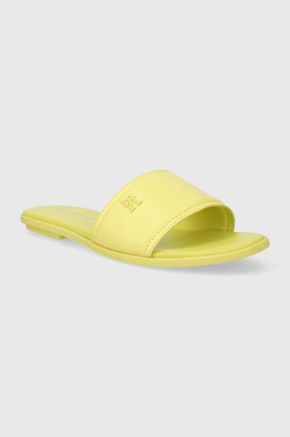 Tommy Hilfiger klapki skórzane POP COLOR MULE SANDAL FW0FW07936 żółty SS24