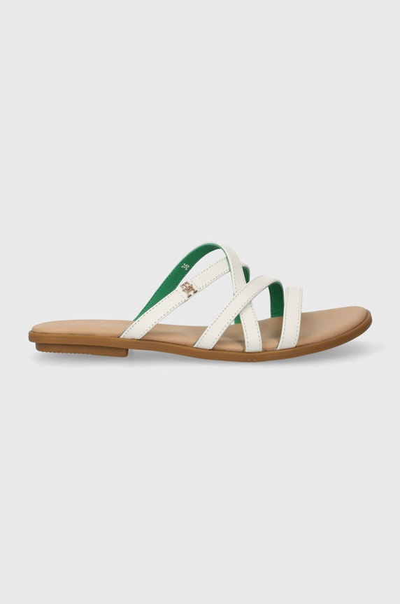 Tommy Hilfiger slapi de piele TH STRAP FLAT SANDAL piele bej FW0FW08067