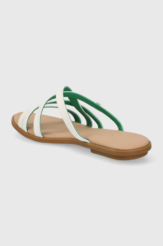 Încălțăminte Tommy Hilfiger slapi de piele TH STRAP FLAT SANDAL FW0FW08067 bej
