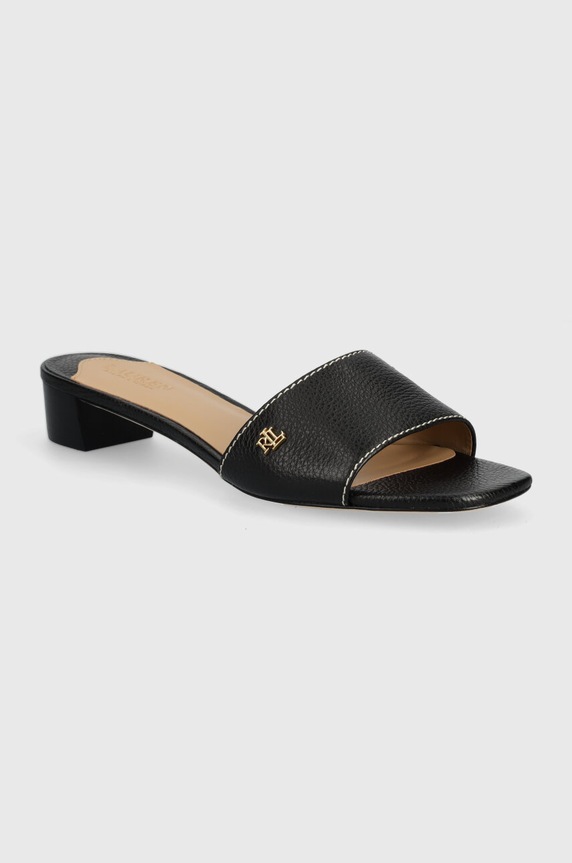 Kožené pantofle Lauren Ralph Lauren Fay přírodní kůže černá 802925259001.001