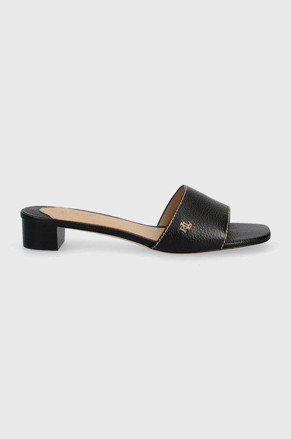 Kožené pantofle Lauren Ralph Lauren Fay 802925259001.001 černá SS24