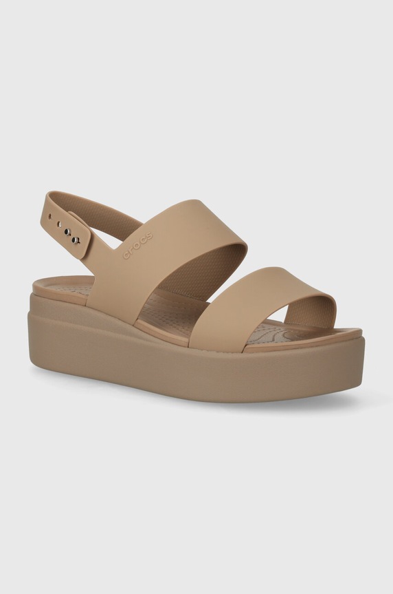 Pantofle Crocs Brooklyn Low Wedge platforma béžová 206453.2EL