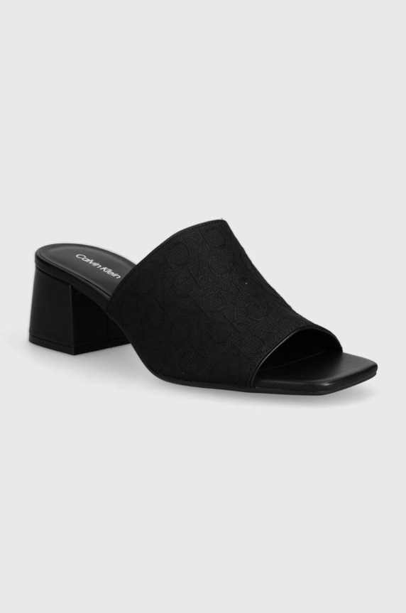 Calvin Klein papucs HEEL MULE 45 MONOCQ magas fekete HW0HW01936