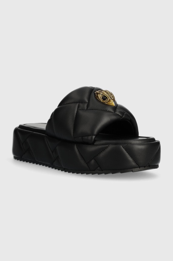 Kožené pantofle Kurt Geiger London Kensington Puff Flatform 2017800109.BLACK černá SS26
