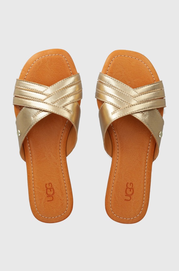 UGG slapi de piele Kenleigh Slide piele aur 1142712.GLDM