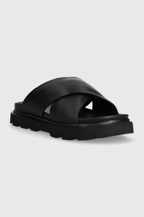 UGG klapki skórzane Capitelle Crossband 1152672.BLK czarny SS24