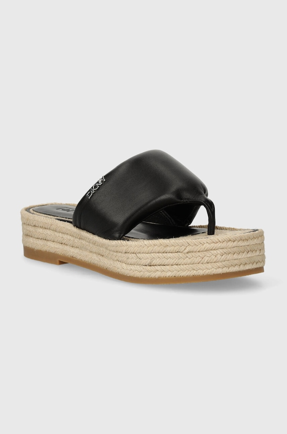 Dkny japonki skórzane Fifi bez obcasa czarny K1405997.BLK