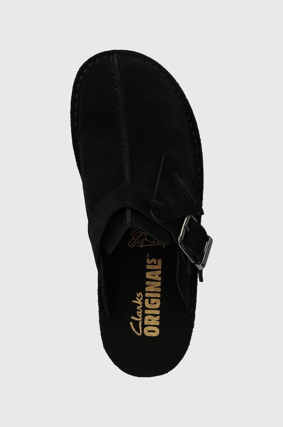 Semišové pantofle Clarks Originals Trek Wedge Mule černá 26175869