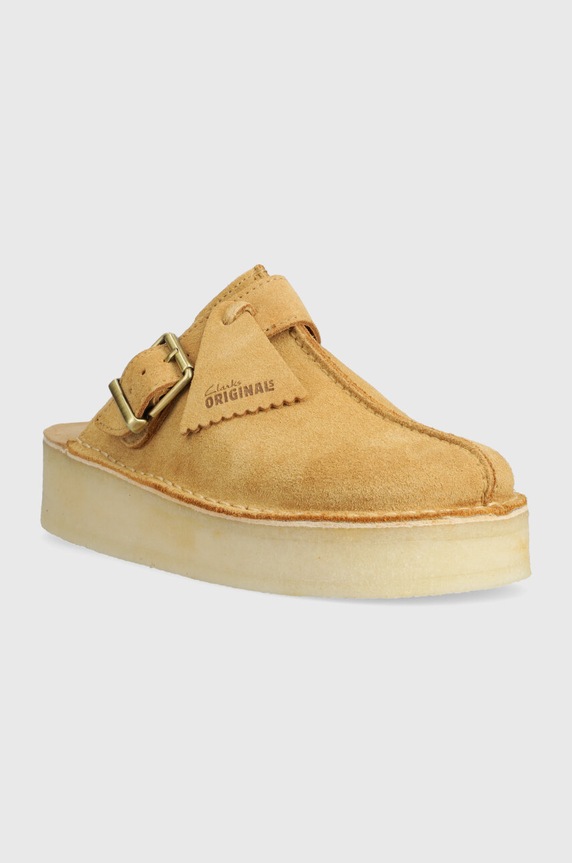 Замшеві шльопанці Clarks Originals Trek Wedge Mule 26175870 коричневий SS24