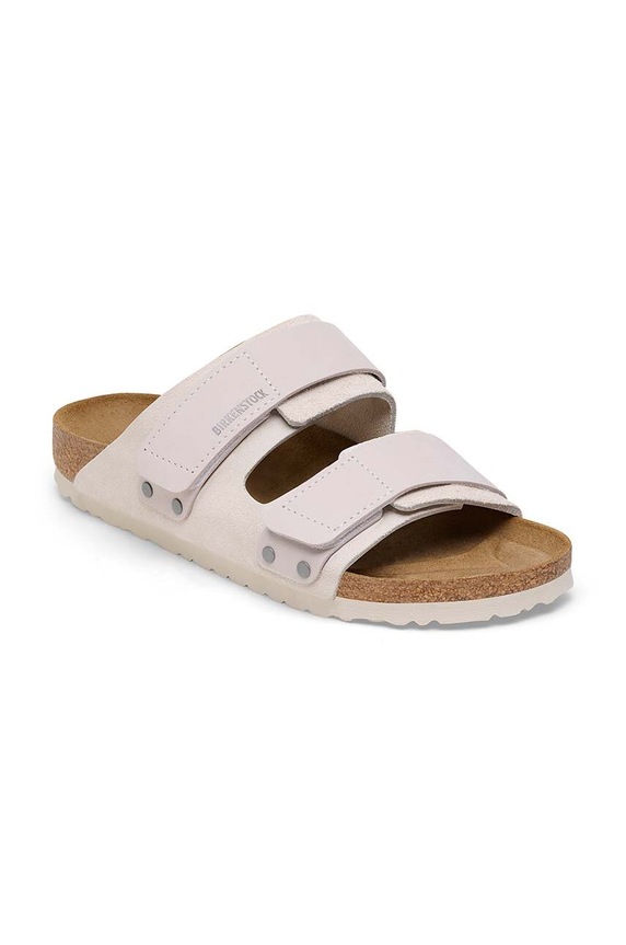 Birkenstock klapki na płaskim obcasie zamszowe Uji 1024800 biały AA00