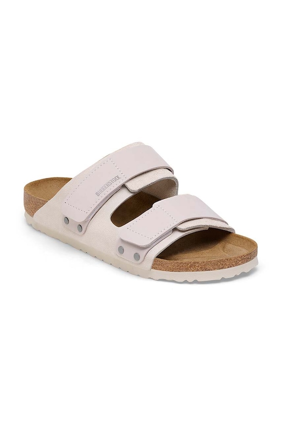 Birkenstock klapki na płaskim obcasie zamszowe Uji 1024800 biały AA00
