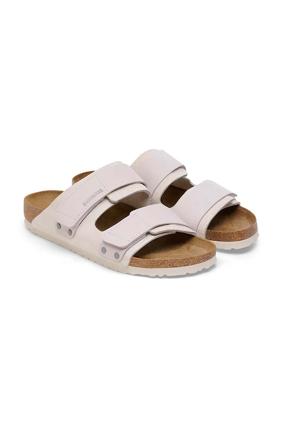 Birkenstock klapki na płaskim obcasie zamszowe Uji biały 1024800