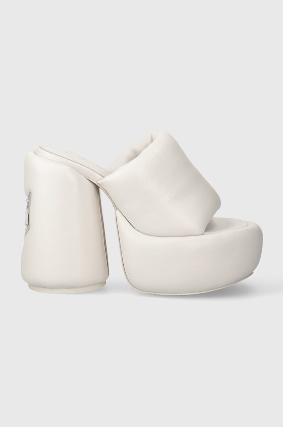 Naked Wolfe klapki skórzane Wow Wow.White biały SS24