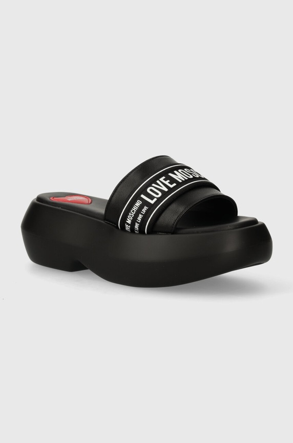 Love Moschino klapki tekstylny czarny JA28107I0IIX700A