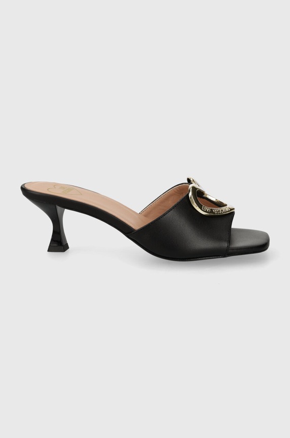 Love Moschino bőr papucs tűsarok fekete JA28375G0IIA0000