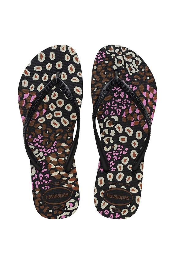Σαγιονάρες Havaianas SLIM ANIMALS φλατ μαύρο 4103352.2500