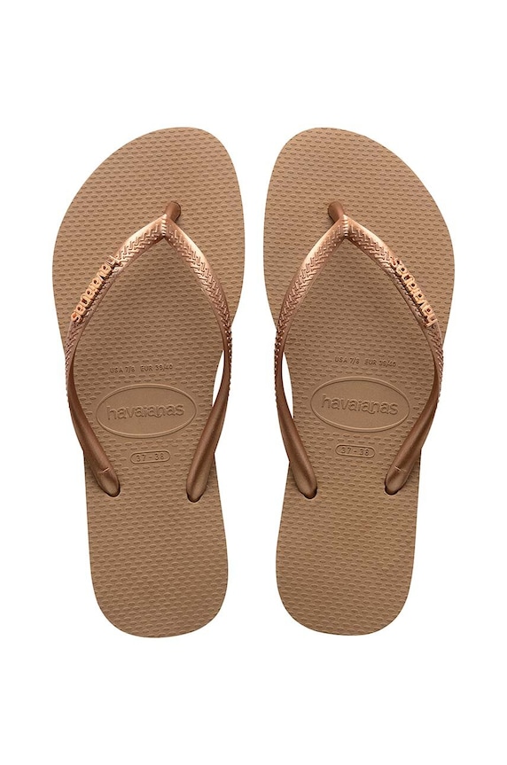Σαγιονάρες Havaianas SLIM LOGO φλατ χρυσαφί 4119875.3581