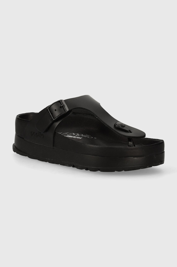 Birkenstock leather flip flops Gizeh Flex Platform platform black 1026874