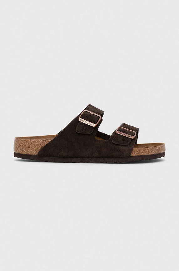 Birkenstock ciabatte slide in camoscio Arizona marrone 1027077