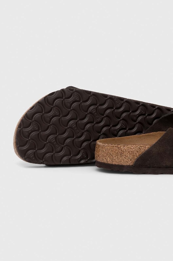 Birkenstock ciabatte slide in camoscio Arizona marrone 1027077