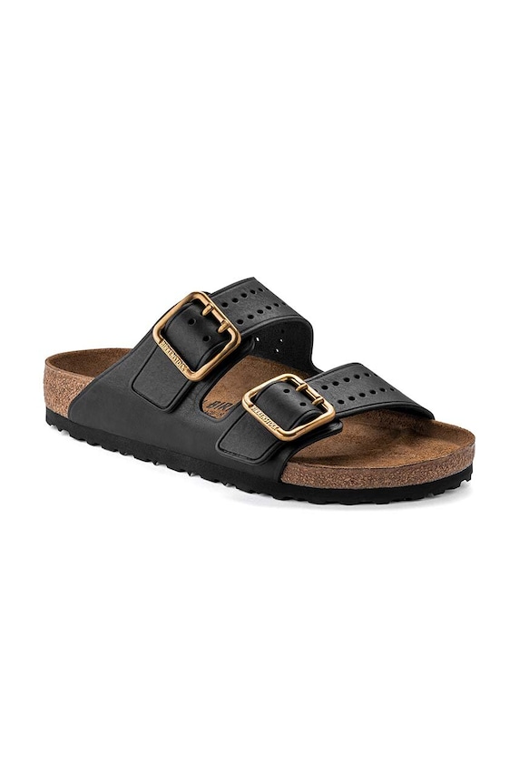 Birkenstock klapki skórzane Arizona Bold Gap 1022604 czarny AA00