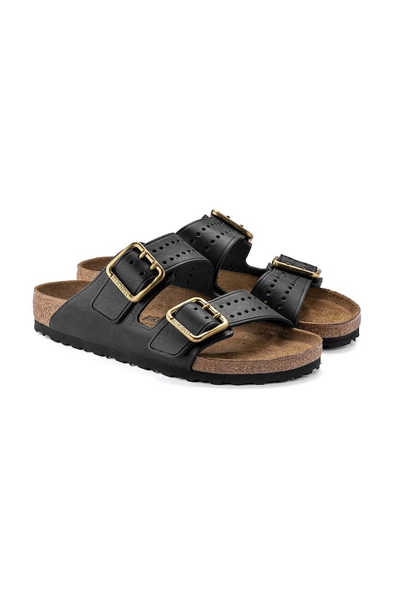 Birkenstock klapki skórzane Arizona Bold Gap czarny 1022604