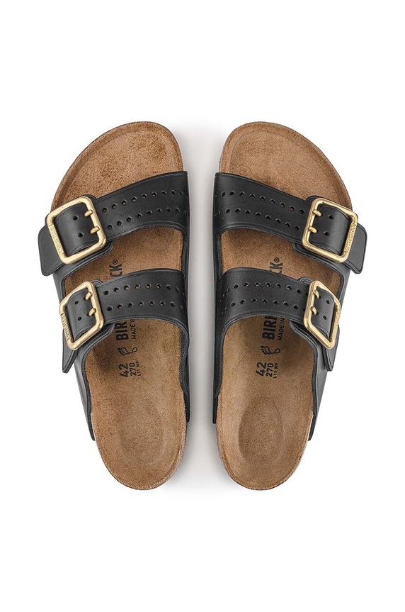 Birkenstock klapki skórzane Arizona Bold Gap 1022604 czarny